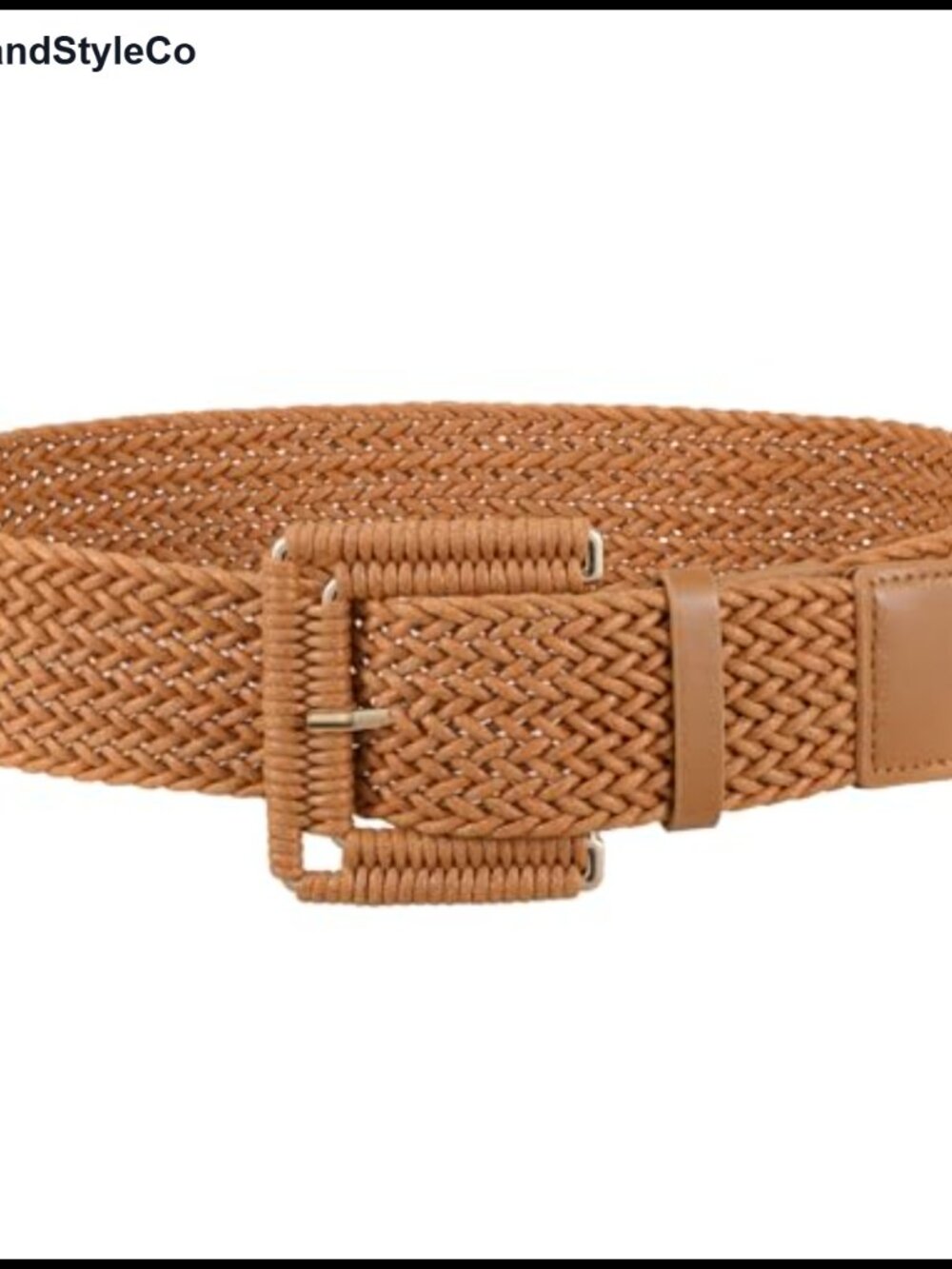 Women's Woven Belt Rattan Braided Boho Wide Waist Belt Square Buckle